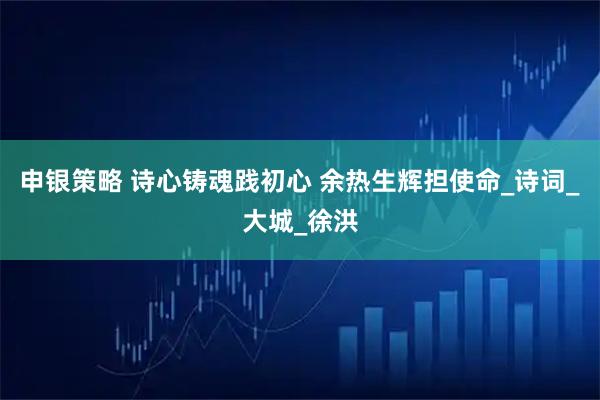 申银策略 诗心铸魂践初心 余热生辉担使命_诗词_大城_徐洪